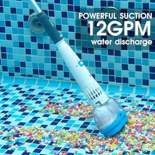 Rechargeable Hot Tub Vacuum Cleaner for Spa - Magnetic Drive System, Ultra Fine Mesh Filter for Small Particle, Spot Cleaning for Above-Ground Inground Pools, 70 Mins (Blue)