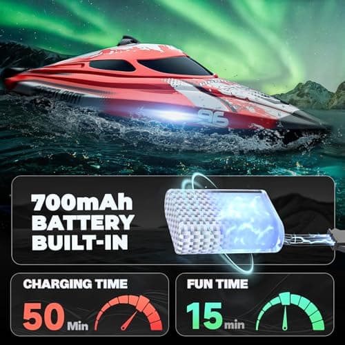 BEZGAR RC Boat, 12 inch Remote Control Boat for Kids and Adults, 25 KPH Fast RC Speed Boats with 700mAh Battery, Ideal Waterproof Toy for Lakes & Pools - TX126 Blue