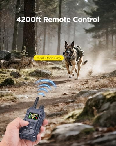 BLACKDOG Military Dog Shock Collar - 4200ft Dog Training Collar with Remote, 4 Training Modes, Flashlight & Strobe, 3-Month Battery, IP67 Waterproof Dog E Collar for All Breeds 5-150lbs (Dark Blue)