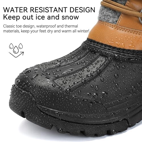 DOBOLIN Womens Winter Snow Boots Duck Waterproof Boots for Women Warm Cozy Mid Calf Booties for Cold Weather