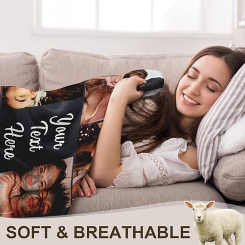 Yofair Ships Next Day, Custom Blanket with Picture Soft Fleece Throw Blanket Anniversary Couple Gifts Personalized Photo Blankets Birthday Gifts for Women Boyfriend Girlfriend Wife Husband B0FM3VF654