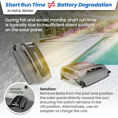 Betta SE Plus - Solar-Powered Robotic Pool Skimmer with 24/7 Continuous Cleaning Power, Dual Charging Options, Twin Salt Chlorine Tolerant Motors, and Shallow Water Safeguard