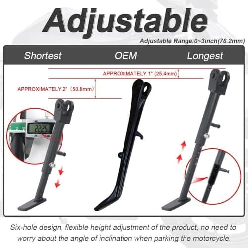 Adjustable Motorcycle Kickstand Side Stand Foot Parking Bracket Compatible with 1000cc Sport Bikes 2008-2025 Models