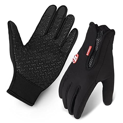 Ytuomzi Winter Gloves Touch Screen Warm Gloves Cold Weather Windproof Cycling Driving Riding Bike Telefingers Thermal Gloves Non-Slip Silicone Gel Adjustable Full Finger Mittens