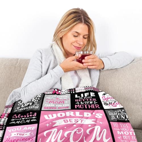 Soft Cozy Keepsake for Christmas, Valentine's Day, Mother's Day and More Mom Birthday Gifts from Daughter, Best Mom Ever Blanket 50"x60" B0DDSJTY5V