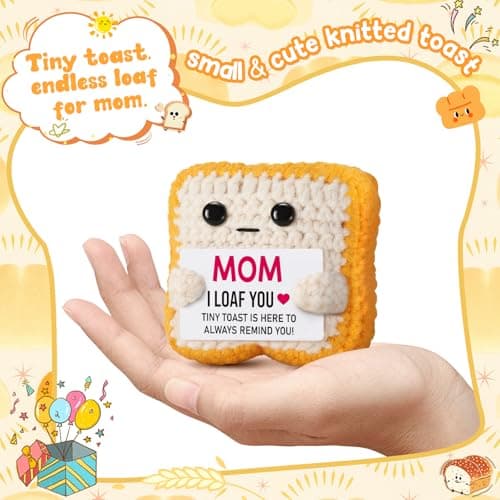 Mothers Day Pun Gift for Mom from Daughter Son- Handmade Cute Loaf Crochet Toast - I Love You Funny Presents for Moms Bonus Mamas Mother-in-Law Birthday, Valentine's Christmas Stocking Stuffers B0F2STWR98