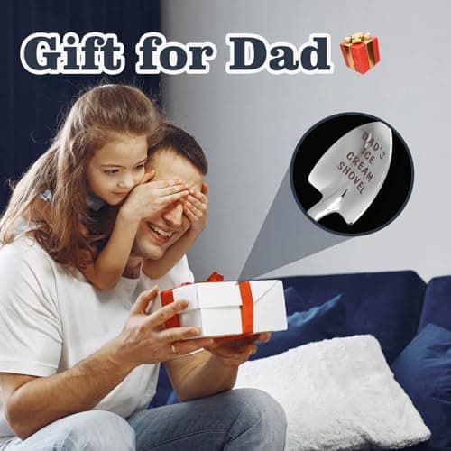 Gifts For Dad Men from Daughter Stocking Stuffers for men dad Ice Cream Spoon Scoop for Ice Cream Lovers, Christmas Gifts Funny Engraved Stainless Steel Shovel