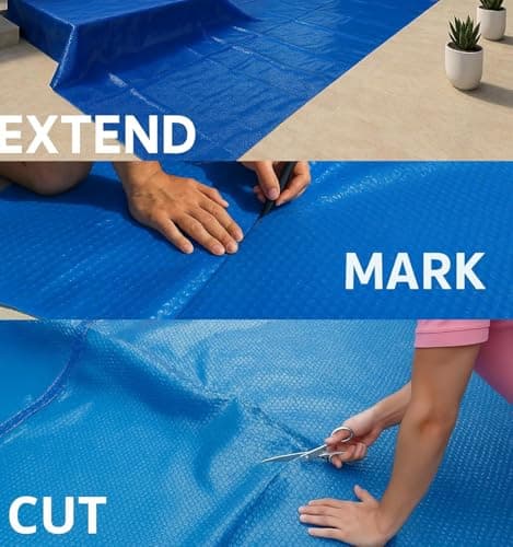 SunHeater Pool Solar Blanket - Heavy Duty Rectangular Thermal Cover with Bubbles - Heat Transfer Solar Pool Heater for In-Ground Swimming Pools - Durable 12 Mil Thick Polyethylene - 16' x 32' Feet