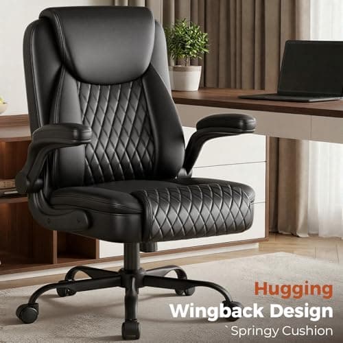 COMHOMA Leather Office Chair Ergonomic Computer Gaming Chair with Comfy Back Support, Executive Mid-Back,Small Gmaing Chair with Adjustable Armrests, for Short People Use, Rolling Swivel for Adults