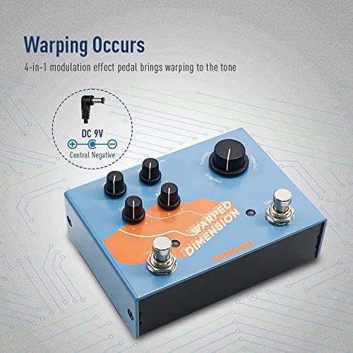 SONICAKE Modulation Guitar Effects Pedal 4 Mode of Chorus, Flanger, Phaser & Tremolo Digital Warped Dimension