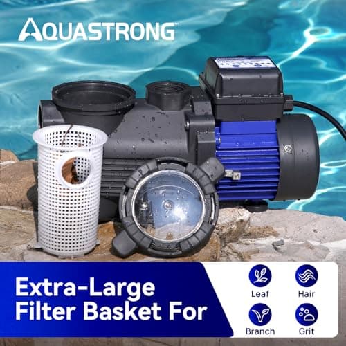 AQUASTRONG Above Ground Pool Pump 115v High Flow 1.25"&1.5''adapter Powerful Self Primming Swimming Pool Pumps with Filter Basket,4332GPH 3/4 HP with Timer