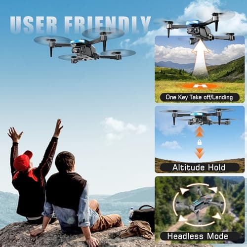 Drone with Camera, 1080P FPV Foldable Drone with Stable Altitude Hold, Gravity Control, Trajectory Flight, 90° Adjustable Lens, One Key Take Off, 2 Batteries, RAGPIP X66 Drone Toy for Kids Adult Beginners