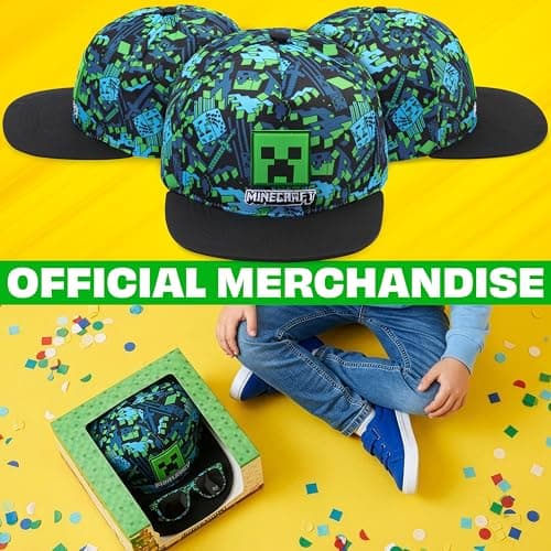 Spongebob | Minecraft | Fortnite | Super Mario | Kids Baseball Cap & Sunglasses with UV Protection, Gifts for Boys