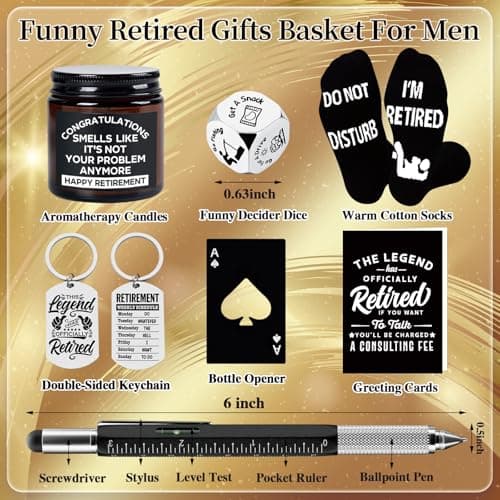 SIXVALA 10 Pcs Retirement Gifts for Men 2025, This Legend Has Retired, Happy Retirement Gifts for Dad, Grandpa, Coworker, Teachers, Boss, Friends, Retirees, 20 Oz Tumbler Best Retirement Gifts Basket