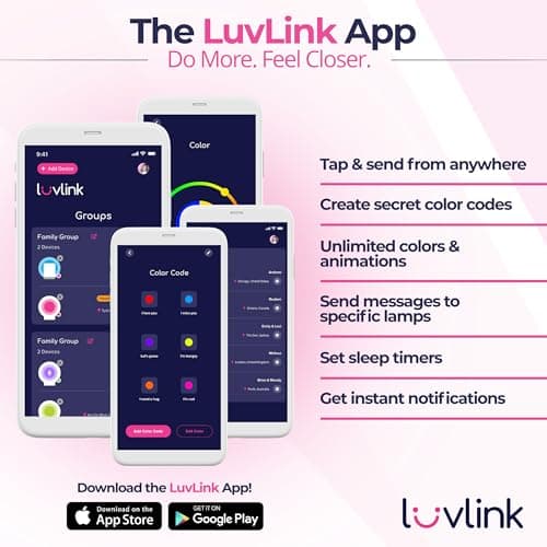 Friendship Lamps by LuvLink – No Subscription WiFi Touch Lamp for Long Distance Relationships, Couples, Friends & Family - Gift Ready (Set of Two)