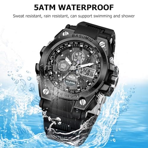 BASUMIU Military Tactical Watches for Men Luxury Black Digital Work Mens Watches Sport Dive Men's Wrist Watches Waterproof Cheap