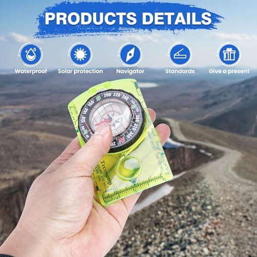 Multifunctional Waterproof Orienteering Compass Mini Portable Survival Compass for Map Reading, Hiking, Camping, Backpacking, Perfect Outdoor Scout Gifts for Kids, Orange