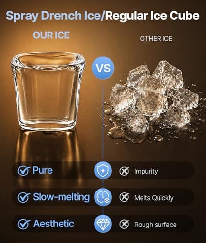 Clear Ice Cube Maker, 8 Crystal 1.2" Large Cubes in 20 Mins, Slow-Melting for Whiskey, 24H Timer, Self-Cleaning & Adjustable Thickness for Home Bar, Kitchen, Party