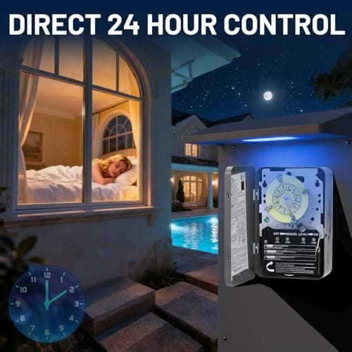 T104M Mechanical Time Switch (Mechanism Only), 208-277V AC 40A DPST, 24-Hour Dial with 12 ON/Off Trips, Heavy-Duty Timer Switch for Pool Pumps Water Heater Lighting and HVAC, with 4 Timer Trippers