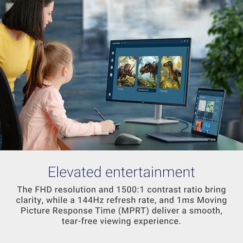 Dell 27 Plus Monitor - S2725HSM - 27-inch FHD (1920x1080) 144Hz 1ms Display, 2 x 3W Speakers, HDMI Connectivity, Height/Tilt/Pivot/Swivel Adjustability, AMD FreeSync - Ash White