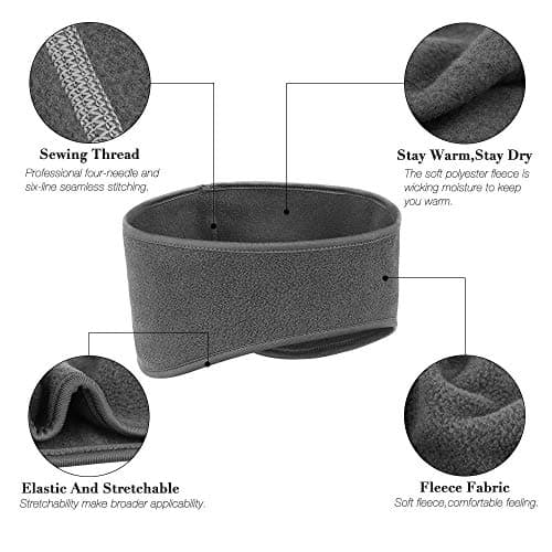 Komake Ear Warmers Headband, Fleece Earmuffs Running Headband Winter Ear Covers Moisture Wicking Ski Sport Headband for Men & Women (19.2 inches, One Size, Cycling)