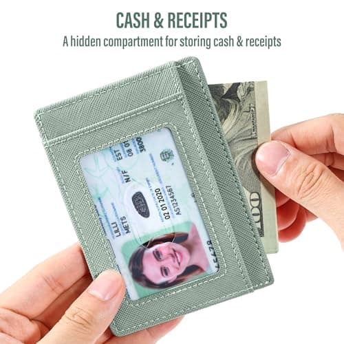 Travelambo Slim Wallet Front Pocket Minimalist Leather RFID Blocking Medium Size