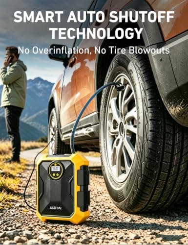 9.8Ft Cord Digital Gauge Auto ShutOff LED Light Fast Inflation Air Pump for Car Tires Bike Ball Motorcycle Inflatables Yellow AstroAI Tire Inflator Portable Air Compressor 12V DC Integrated Storage B097B6X669