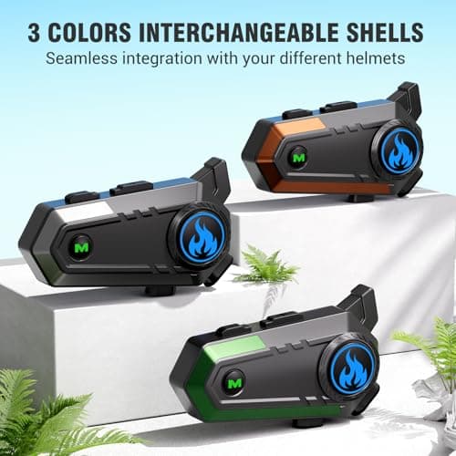 C9 Motorcycle Helmet Bluetooth Headset, V5.4 Helmet Speakers with 2 Type Mics, 2-Way Intercom/Music Sharing/IPX6 Waterproof/Intelligent Noise for Ski/Dirtbike/Snowmobile, Helmet Accessories
