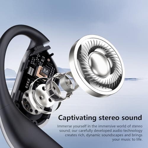 Open Ear Wireless Earbuds Headphones, Bluetooth Built-in Mic,Waterproof, LED Display Charging Case,on Ear Hooks clip Ear Buds，Ultra-Comfort Earphones Design for Running Fitness workout office gym