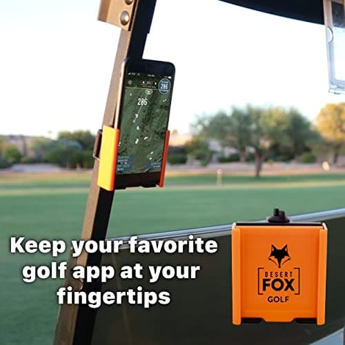 DESERT FOX GOLF Phone Caddy – Funny Quotes Golf Cart Phone Holder with Secure Strap for Hands-Free GPS & Golf Apps – Gifts for Men & Women B08N5GRX13