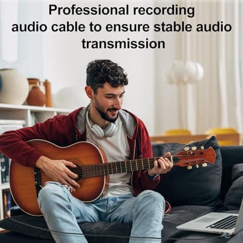 J&D USB C to 6.35 mm 1/4 inch TS Guitar Audio Cable, Audio Recording, Bass, Electronic Piano Microphone Cord Compatible with iPhone 16/17 Series, Galaxy S24/S25, 10 Feet