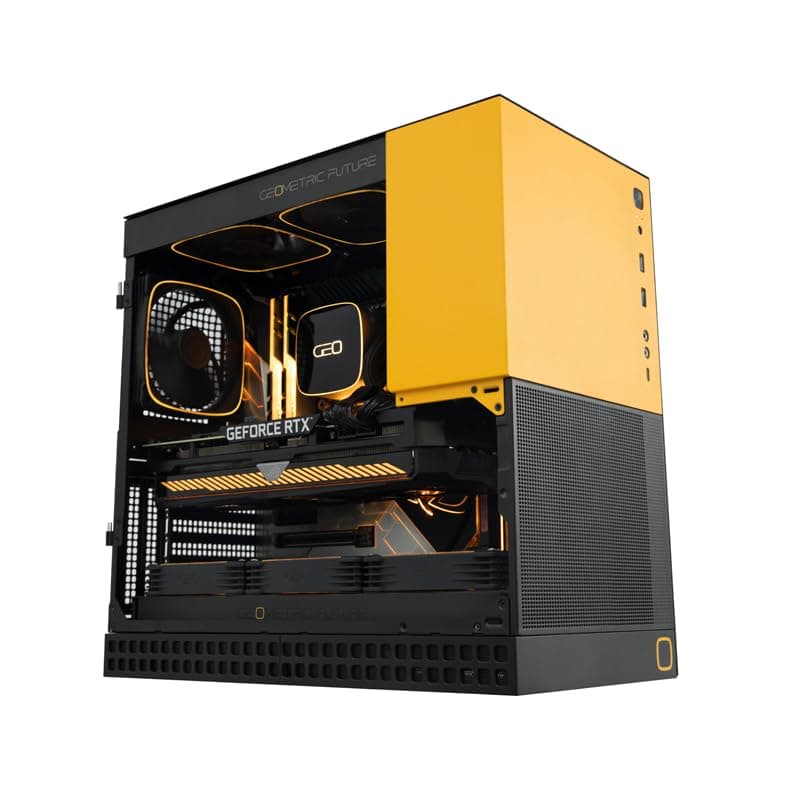 Geometric Future M4 King Arthur Black mid/Mini Tower, E-ATX/ATX Gaming Case, Glass/ 1.2mm Steel, Vertical Air Tunnel Design, Type C, 360/240 Radiator, Vertical GPU Mount, GEO-M4-KAB(PC Case ONLY)