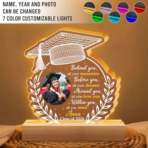 Hyturtle Personalized Graduation Night Light - Custom Photo Light Up Acrylic Plaque Lamp for Women - Inspirational Senior 2026 Graduation Gifts Her Him - College Grad Gifts - Graduation Gifts B0F291WN3G