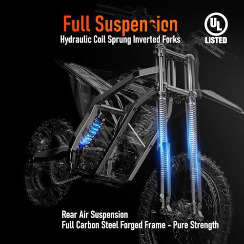 Electric Dirt Bike for Adults Teens, 3000W Brushless 220Nm Motor - 45° Slope, 38 MPH, 48V/23.5Ah Removable Battery, Dual Hydraulic Brakes & Full Suspension Electric Motorcycle for Age 13+