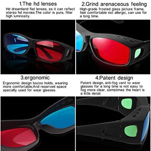 BIAL Red-blue 3D Glasses/Cyan Anaglyph Simple style 3D Glasses 3D movie game-Extra Upgrade Style