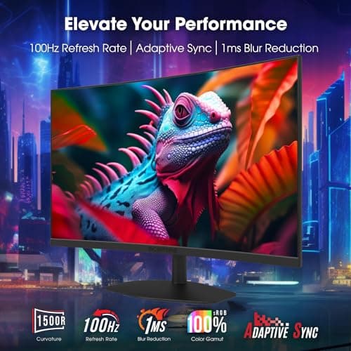 Sceptre Curved 27-inch Prime Gaming Monitor 1500R 100Hz HDMI X2 DisplayPort 1ms 100% sRGB, Build-in Speakers Machine Black 2025 (C275W-FW100T Series)