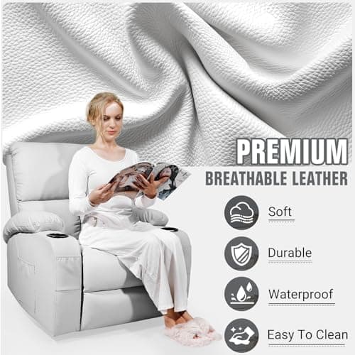 LAFWELL Rocking Recliner Chair, Massage Rocker Recliner Chair with Vibration Massage and Heat, 360° Swivel Recliner Chairs, Living Room, Bedroom, Nursery, RV, Grey