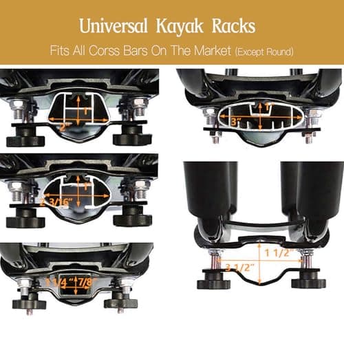 Taelakeni 2 Pairs Kayak Carrier Racks, Universal Cars Kayak Roof Rack (4 Racks)