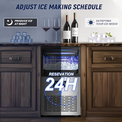 SOZT® Under Counter Ice Maker Machine, 100LBS/24H Stainless Steel Commercial Ice Machine, 20LBS Storage Capacity, Self-Cleaning Freestanding Ice Cube Maker for Home, Bar, Restaurant, Office