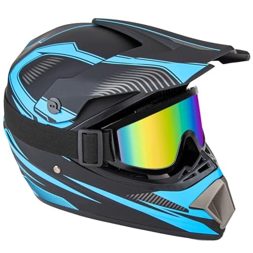 CARTMAN Adult Dirt Bike Helmets Motocross ATV Dirtbike Offroad Full Face Motorcycle Helmet, DOT Approved Matte Black and Blue