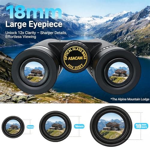 Asacam 12x42 Binoculars for Adults, High Powered Binoculars with Large Eyepiece, Lightweight HD BAK4 Prism for Bird Watching, Travel, Hunting, Camping, Sports