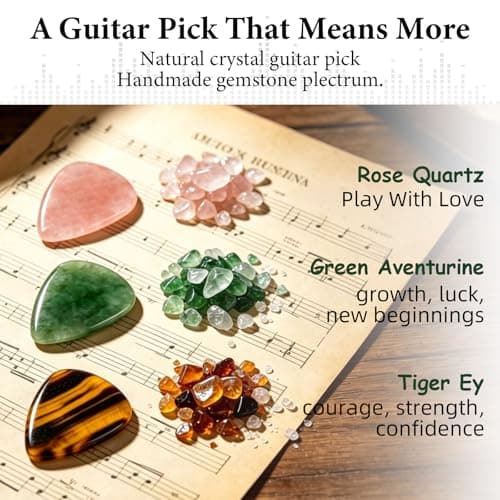 Natural Crystal Guitar Pick Gift for Guitar Players, Handmade Gemstone Plectrum for Acoustic Guitar, Inspirational Music Gift for Practice, Performance, Graduation, New Beginnings (Green Aventurine) B0GWLBSZFJ