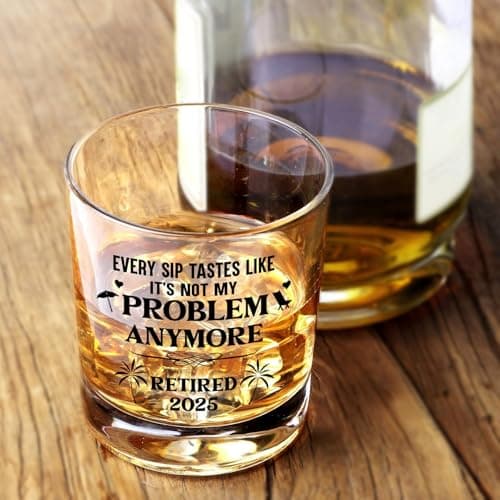 NewEleven First Christmas Retirement Gifts For Men 2025 - Coworker Leaving, Goodbye Gift, Farewell Gifts For Coworkers, Friends, Dad, Grandpa - Retirement Gift From Friend, Colleague - Whiskey Glass