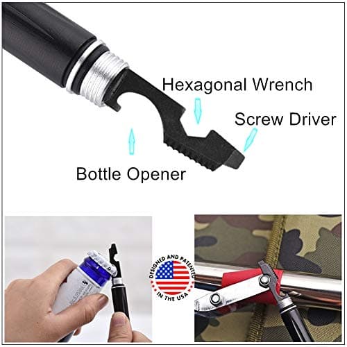 The Most Loaded 6-in-1 Tactical Pen: Solves Other Brands' Weaknesses,Self Defense Tip + Flashlight + Ballpoint + Bottle Opener + Screw Driver + Hexagonal Wrench, 5 Ink Refills + 6 Batteries + Gift Box B07RDGN4HD