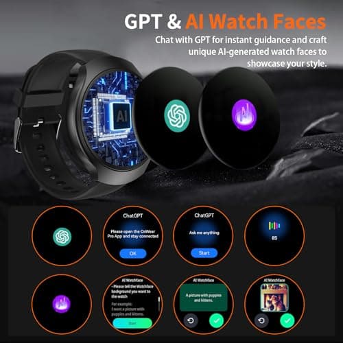 GPS Smart Watch for Men With AI (Answer/Make Call), 1.43" Micro-Spherical AMOLED Smartwatch for Android and iPhone, 150+ Sport Mode Fitness Tracker with HR, SpO2, Sleep Monitor, 5ATM Waterproof