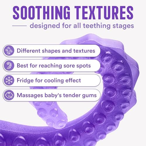 – Made in USA Medical Grade Silicone Teether for Infants – Multi-Stage Molar Relief & Interactive Parent-Finger Fit – 0-24 Months