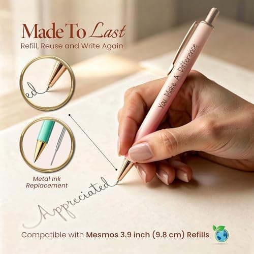 MESMOS 3pcs Fancy Pens, End of Year Teacher Gifts for Women, Difference Maker Gift, Thank You Teacher Gift Pens, Best Teacher's Gifts Supplies, Aesthetic Nice Pen Set, German-Ink 1mm Swiss-Tip B0CPNXYVL6