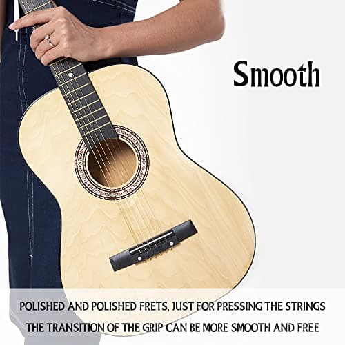 BESYOU Acoustic Guitar 38" Wood Guitar with starter kit-Travel Gig Bag, Tuner,guitar pick with Beginner Set for Kids/Adults -Natural