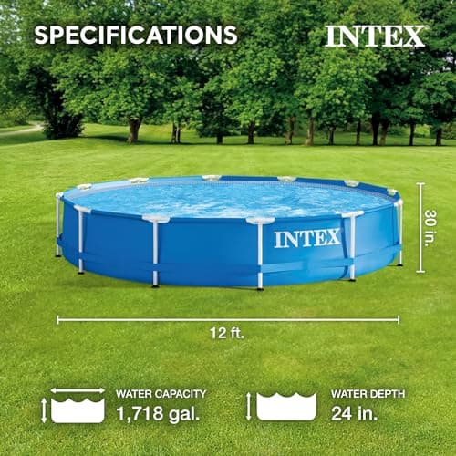 INTEX 28211EH Metal Frame Above Ground Swimming Pool Set: 12ft x 30in – Includes 530 GPH Cartridge Filter Pump – Puncture-Resistant Material – Rust Resistant – 1718 Gallon Capacity