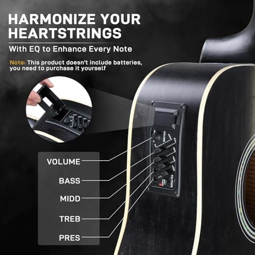 Ktaxon Full-Size Acoustic Electric Guitar with Amp, 41 Inch Basswood Body Guitars Kit for Beginner & Intermediate W/Bag, Strap, and Capo All Accessories Included (Black)